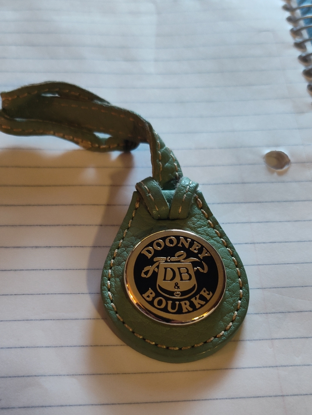 Dooney & Bourke Teal Leather Logo Key Charm